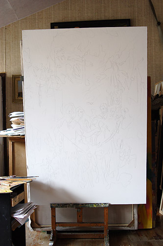 Martyrdom of St Maurice painting process