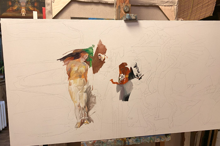 Perseus and Andromeda (Peter Paul Rubens Improvisation) painting process Perseus and Andromeda (Peter Paul Rubens Improvisation) painting process