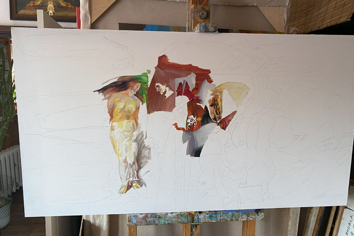 Perseus and Andromeda (Peter Paul Rubens Improvisation) painting process Perseus and Andromeda (Peter Paul Rubens Improvisation) painting process