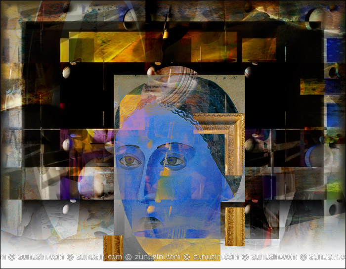 Blue lady: Portrait in frame