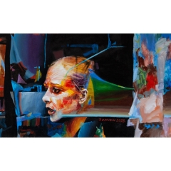 Girl at the night window - fragment