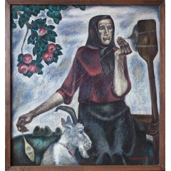 Old woman with goat