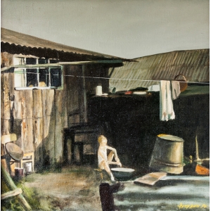 Olga washes her feet