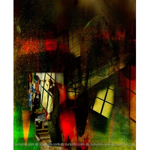 Twilight. Self-portrait in the studio