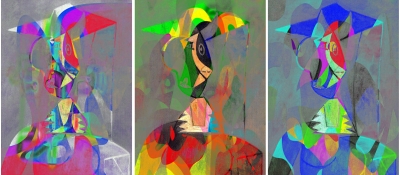 Woman in gray (triptych) (Reflections on works by Pablo Picasso)