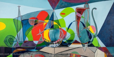 Still life with bottle, salt and ewer (Reflections on works by Pablo Picasso)