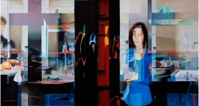 Behind the cafe window