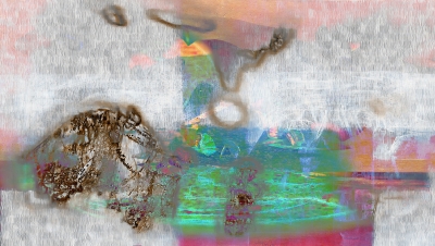 Digital art poster - Landscape with a dog