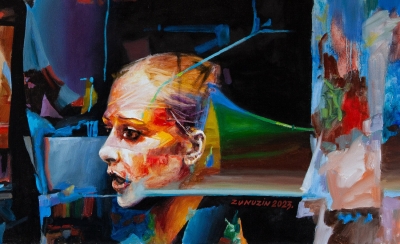 Girl at the night window - fragment