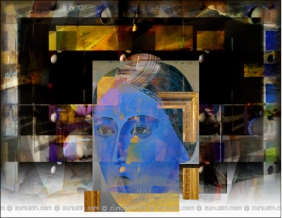 Blue lady: Portrait in frame