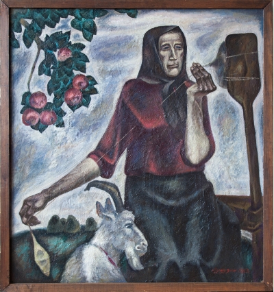 Old woman with goat