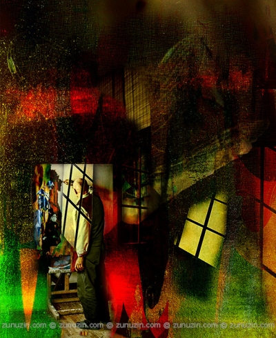 Twilight. Self-portrait in the studio