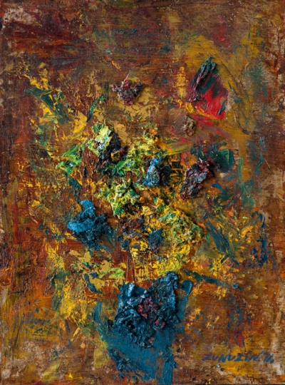 Flowers in a Blue Vase