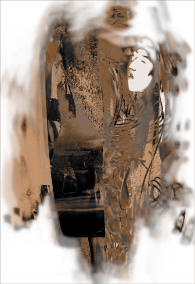 Abstract Digital Art Print - Autumn. Leaves in the Wind