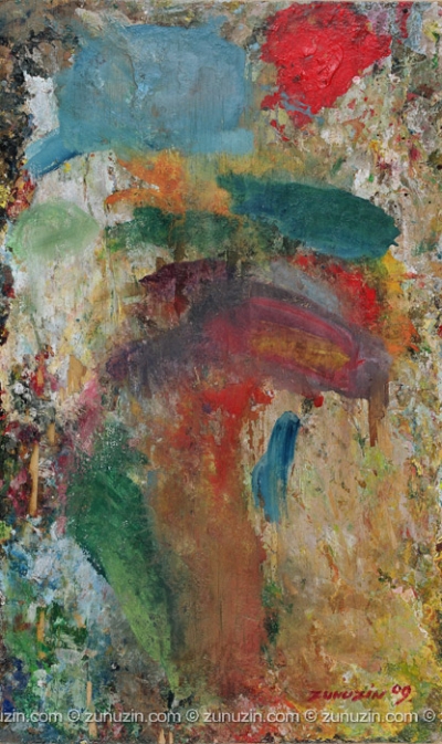 Abstract acrylic painting - Flowers in a Vase